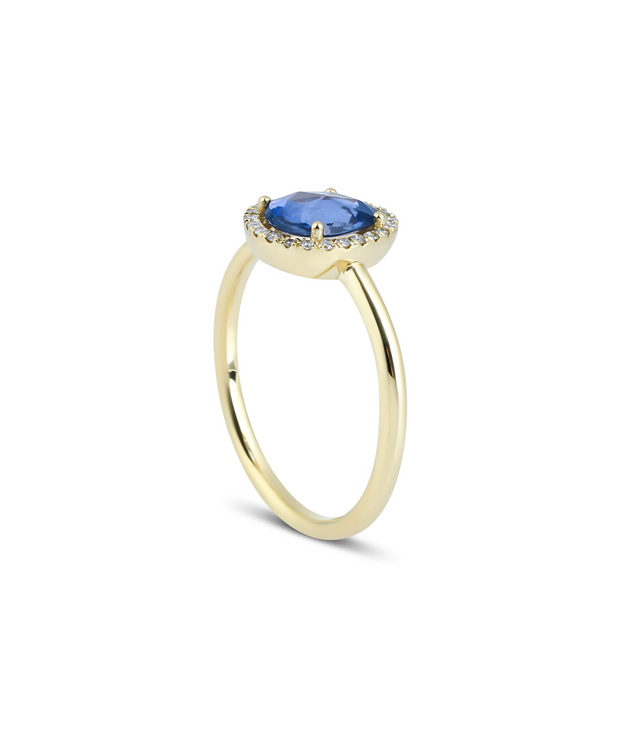 Blue Sapphire Diamond Design Ring