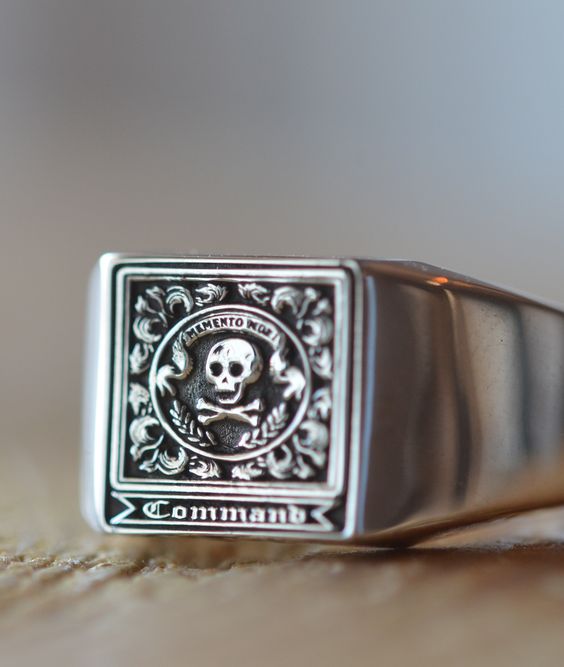 men's memento mori ring, memento mori ring,, silver memento mori ring