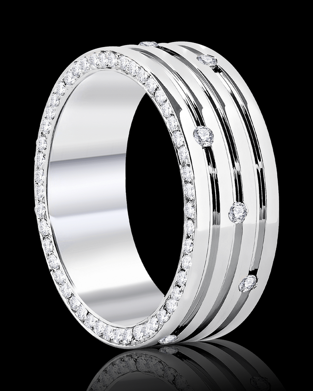 Wedding Band with Diamonds 9mm