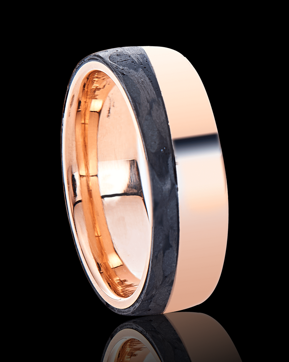 Black Carbon and Solid Gold Wedding Band