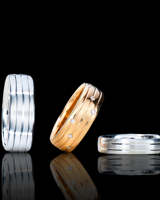 Triple Channel 5mm Wedding Band with Diamonds