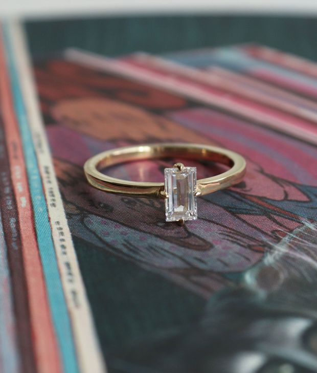 Baguette Cut Solitaire Diamond Ring